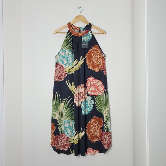 Madison NEW Womens Multicolor Floral Print Sleeveless Halter Neck Shift Dress M - Picture 2 of 11